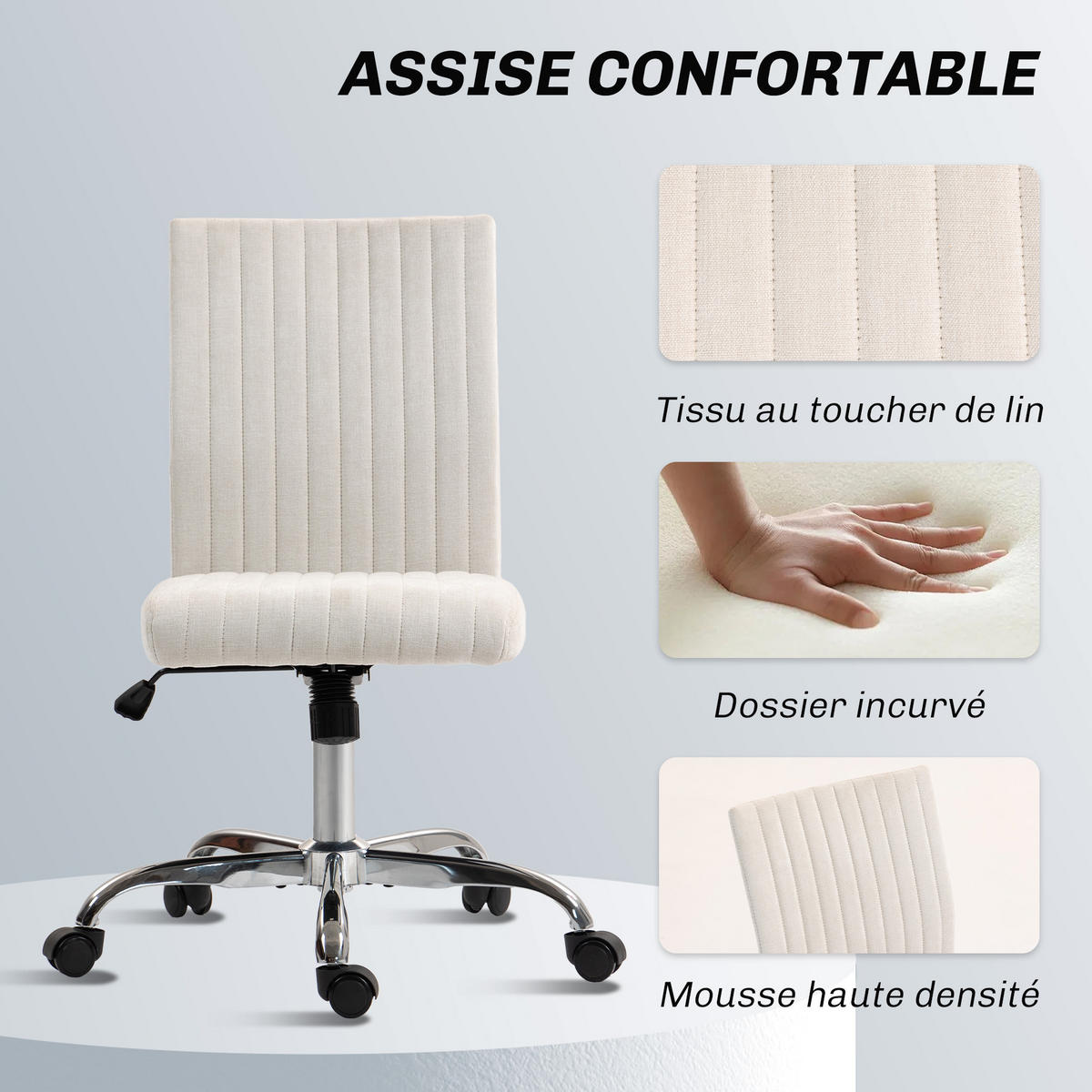 DREHSTUHL DE-11775 ohne Armlehnen Creme - Weiß, Textil (43/99/56cm) - ComfortXL