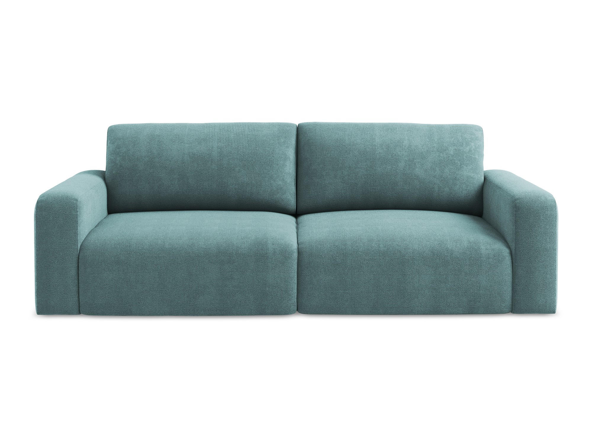 3-SITZER SOFA mit Schlaffunktion Chenille Stoff Blau - Blau/Beige, Kunststoff/Textil (244/79/102cm) - Makamii