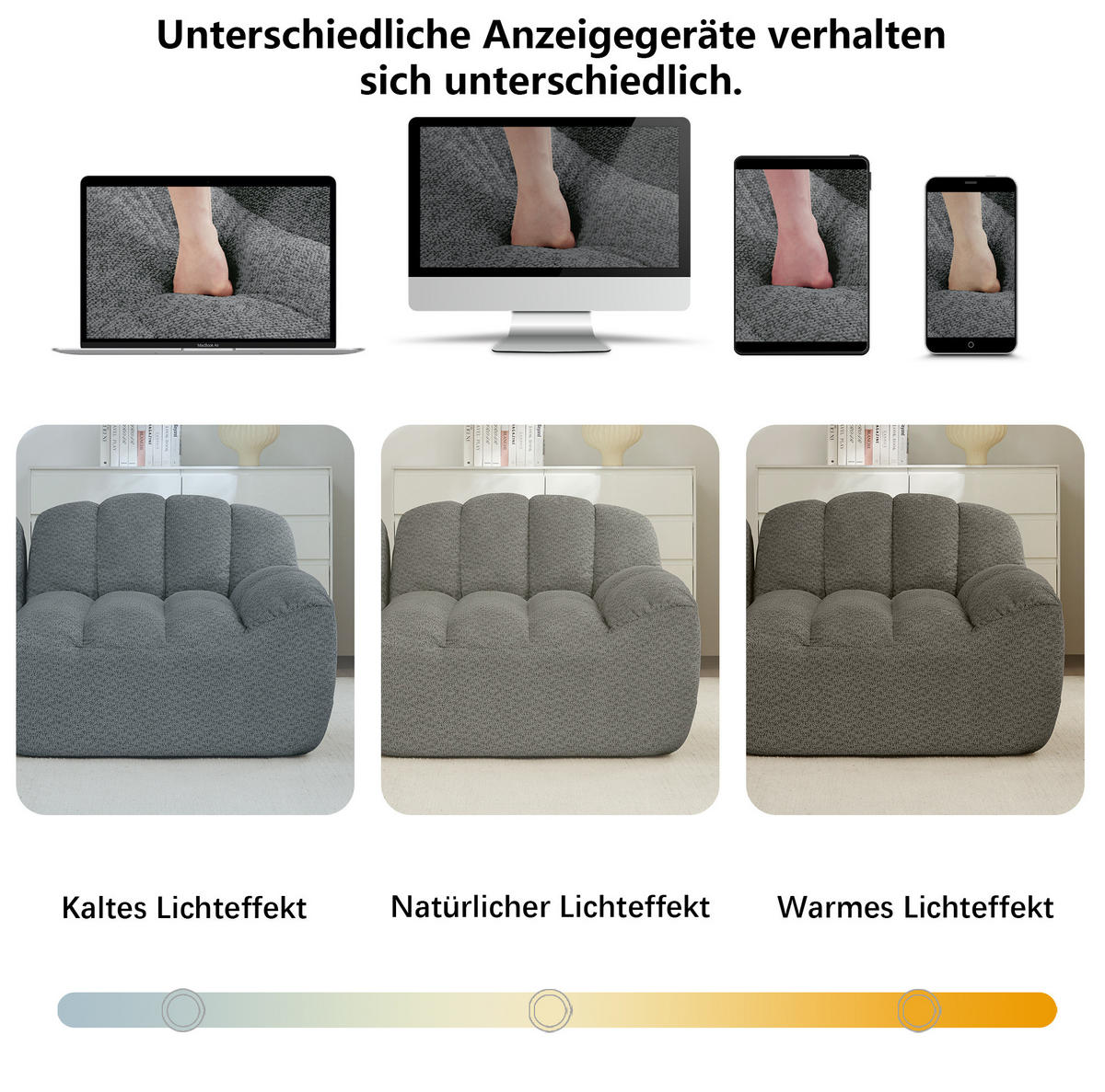 MODULARES Ecksofa mit granuliertem Fleecebezug Grau 288x104x79 cm, flexibel kombinierbar mit Ottoman - Grau, Textil (104/79/288cm) - IVMEU