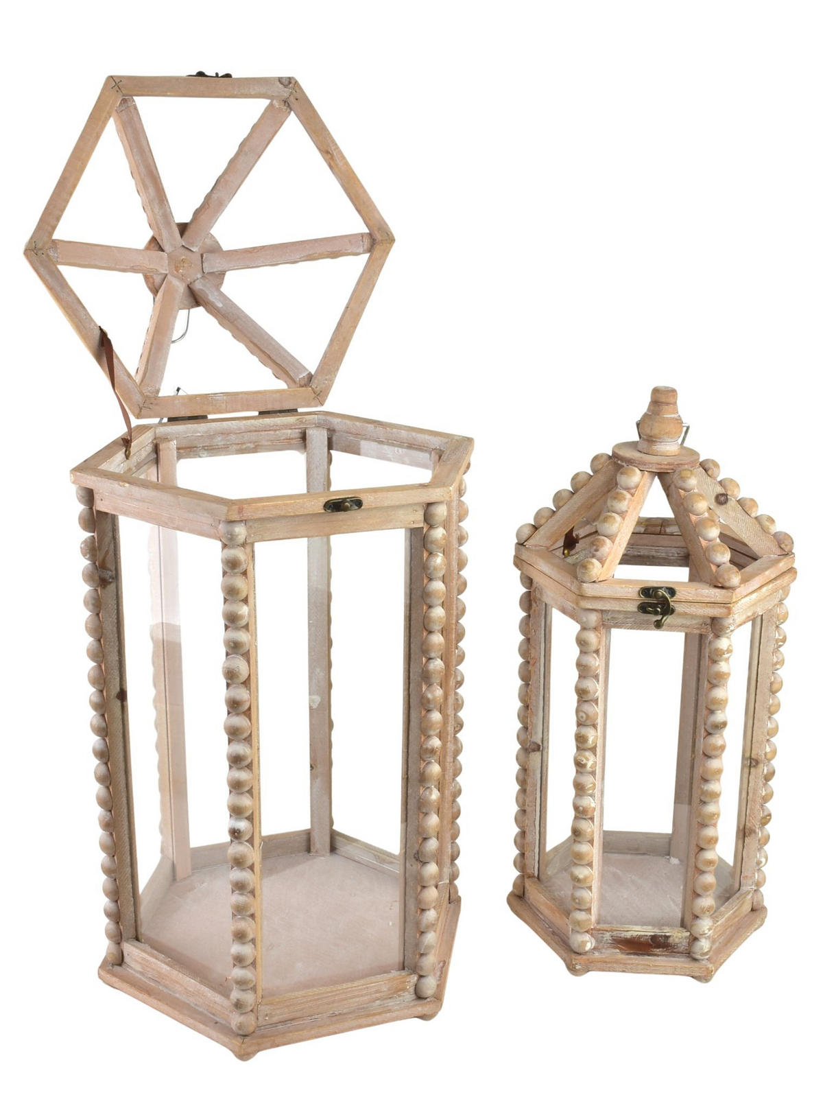 LATERNEN-SET LOKKE 2-tlg Natur 32/27,5/65cm 23/19,5/49cm Holz - Naturfarben, Holz (31.5/66.5/33.5cm) - Mondex