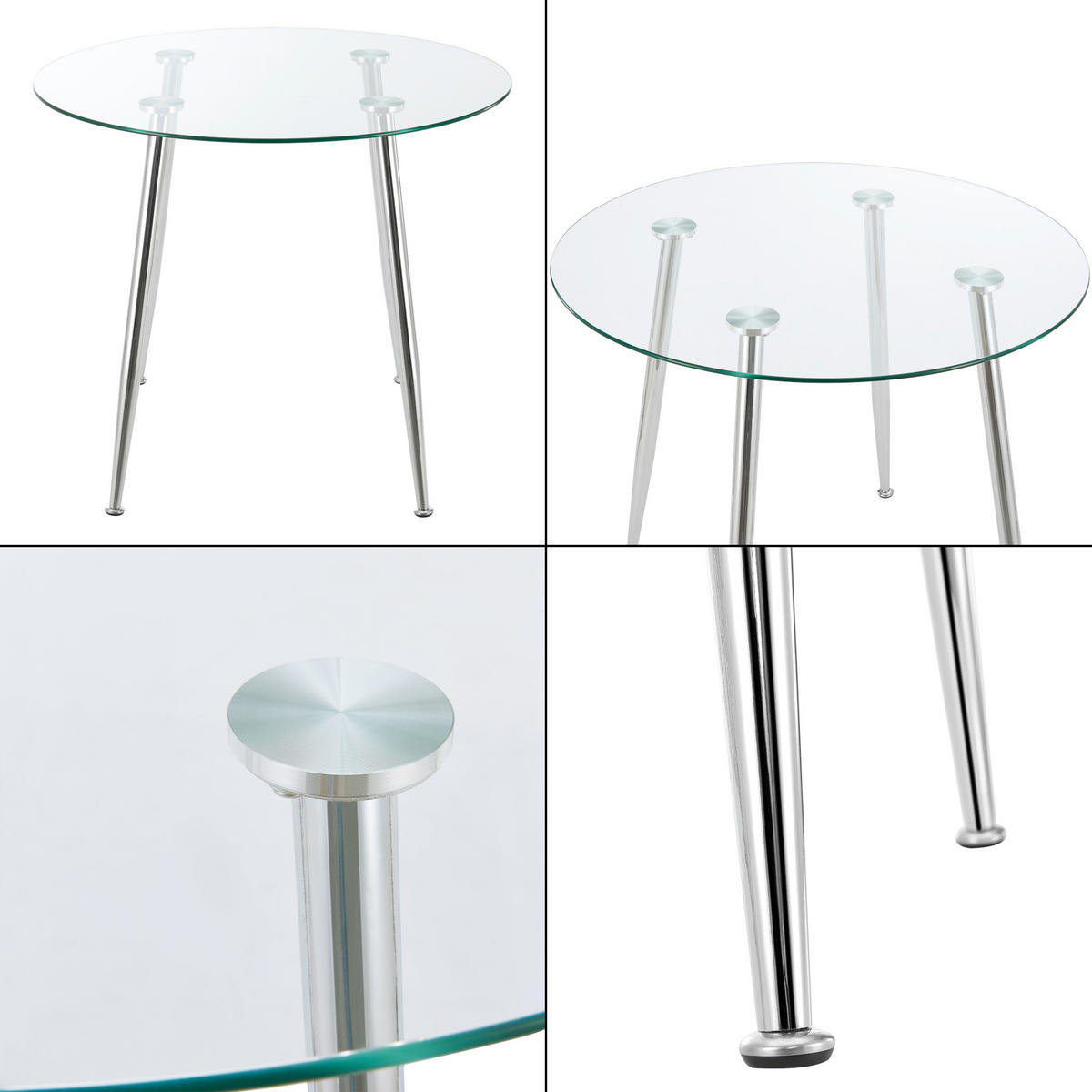 ESSTISCH Humppila - Chromfarben/Transparent, Glas/Metall (87/87/75cm) - [en.casa]