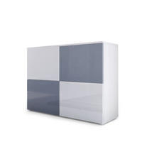 KOMMODE Rova Weiß Hochglanz / Grau Hochglanz - Weiß Hochglanz/Grau, Holzwerkstoff (92/72/35cm) - Vladon
