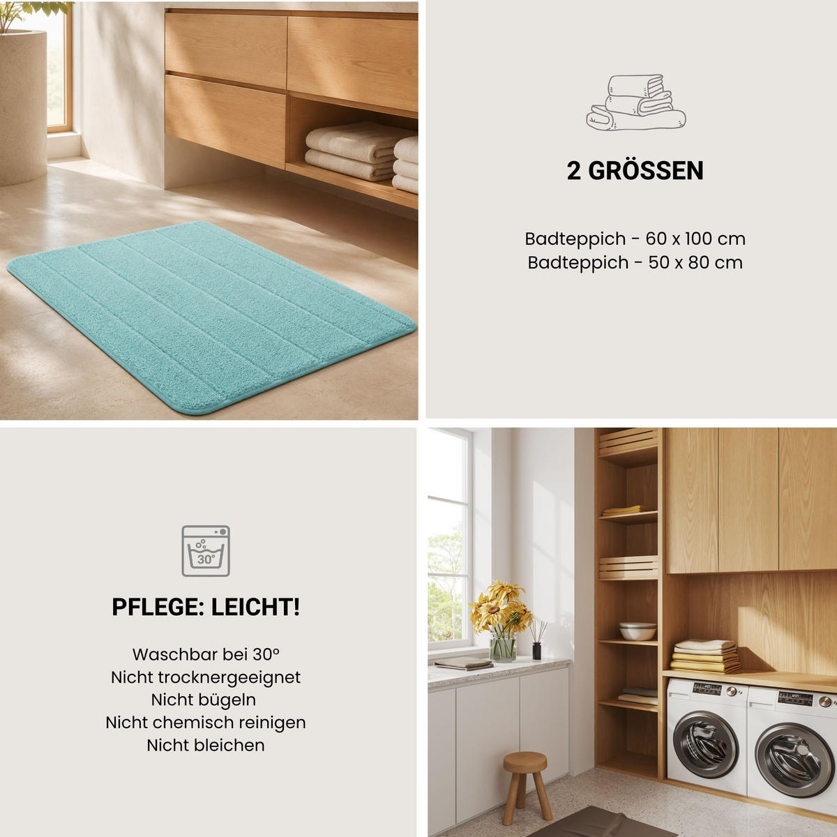 BADTEPPICH Milano - 100% Polyester - 60x100 cm - Helltürkis - Türkis, Textil (60/100cm) - SCHIESSER