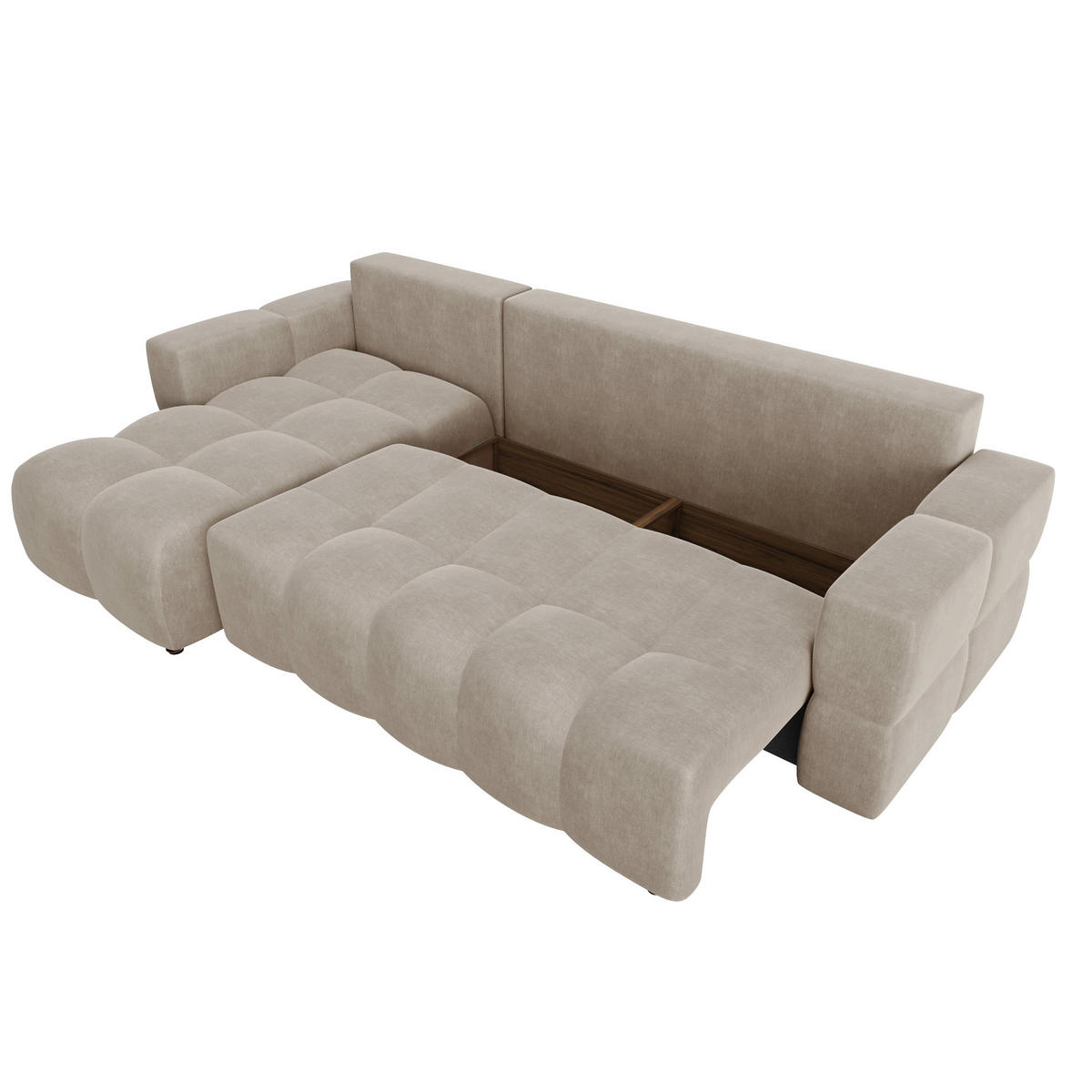 ECKSOFA LINKS Samt Taupe 286cm - Taupe, Textil (169/286cm) - Sia Home