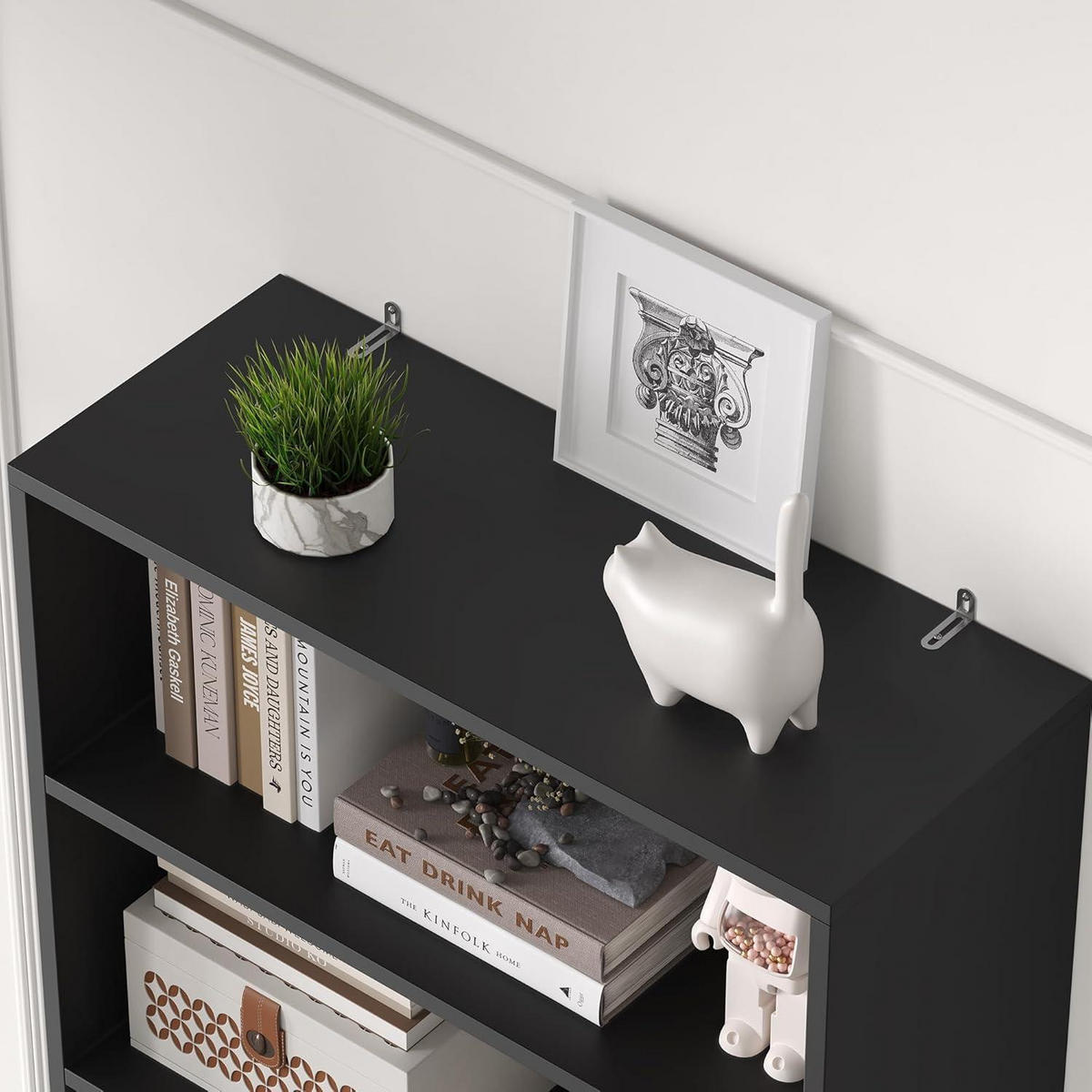 BÜCHERREGAL mit Türen schwarz 60 x 23,5 x 209 cm - Schwarz, Holzwerkstoff (60/209/23.5cm)
