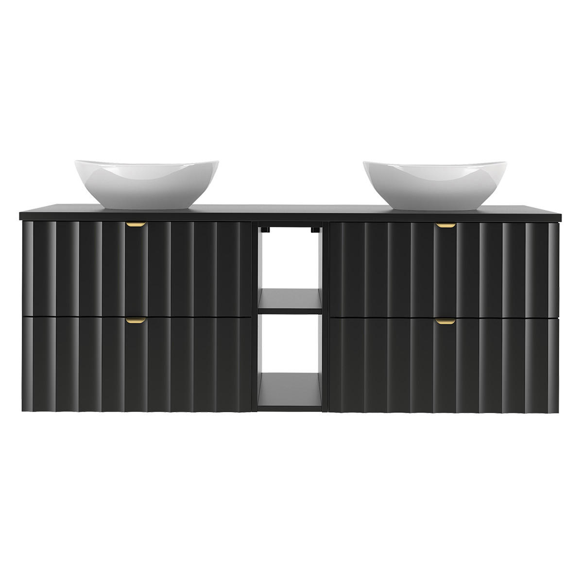 DOPPELWASCHTISCH 140.6cm Lexa Schwarz - Schwarz, Holzwerkstoff (140.6/52.2/46.5cm) - Petits-meubles