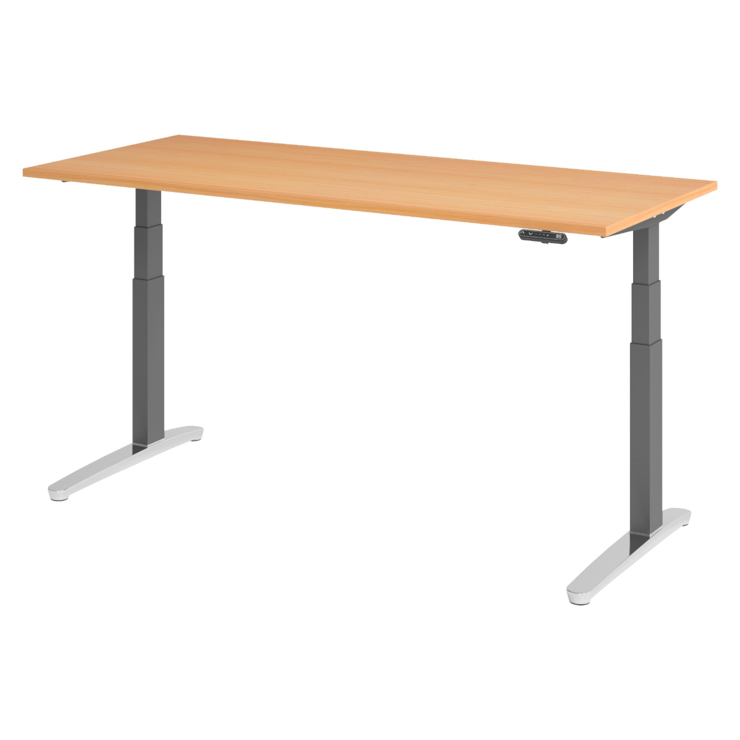 bümö Schreibtisch Buche, Graphit, Silber 180x74x80 cm