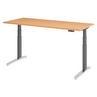 SCHREIBTISCH elektrisch XBHM 80/180/74 cm in Buchefarben/Graphitfarben/Alu poliert - Buchefarben/Graphitfarben, Holzwerkstoff (80/180/74cm) - bümö