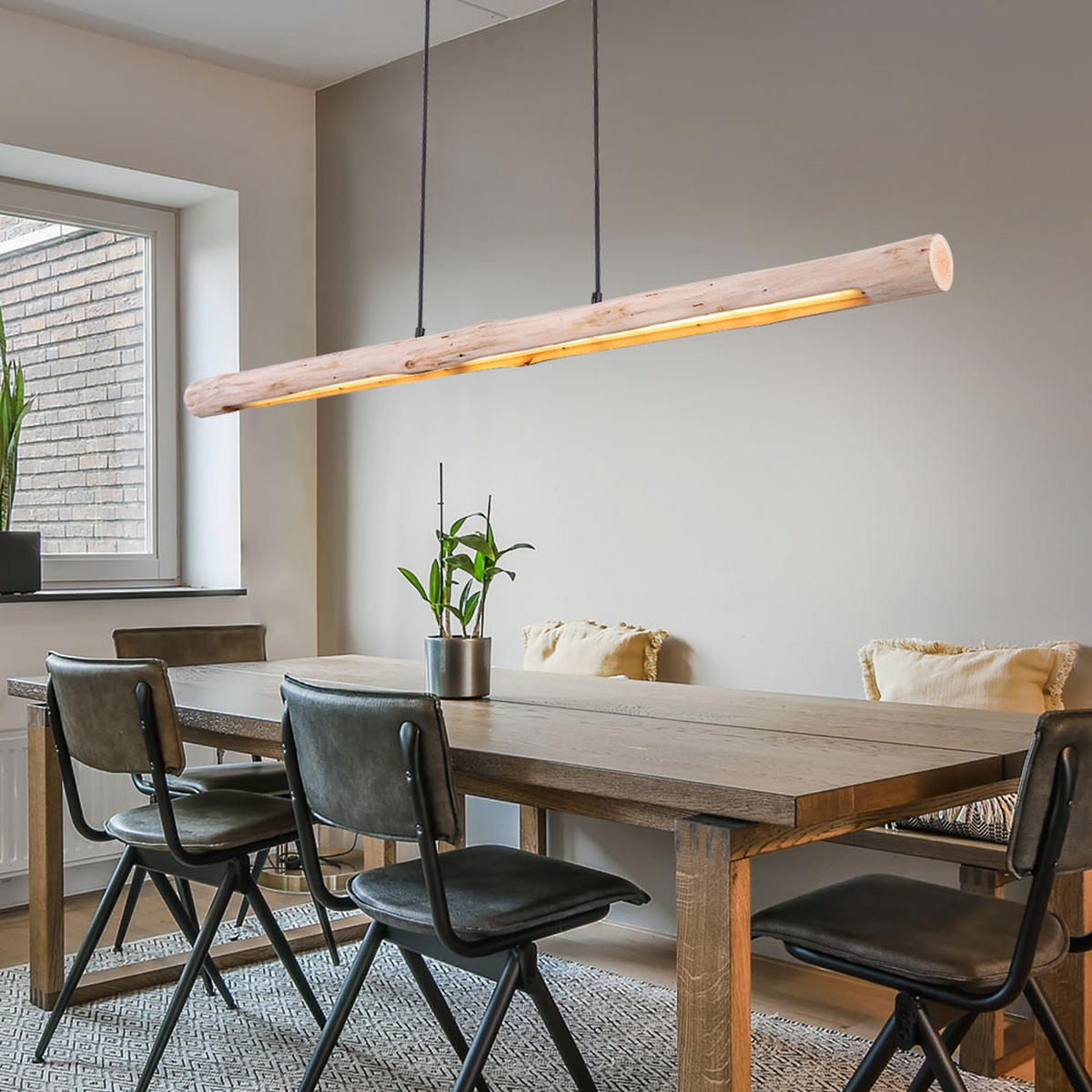 LED HÄNGELEUCHTE Holz Braun - Braun, Holz (120/7/150cm) - Globo Lighting