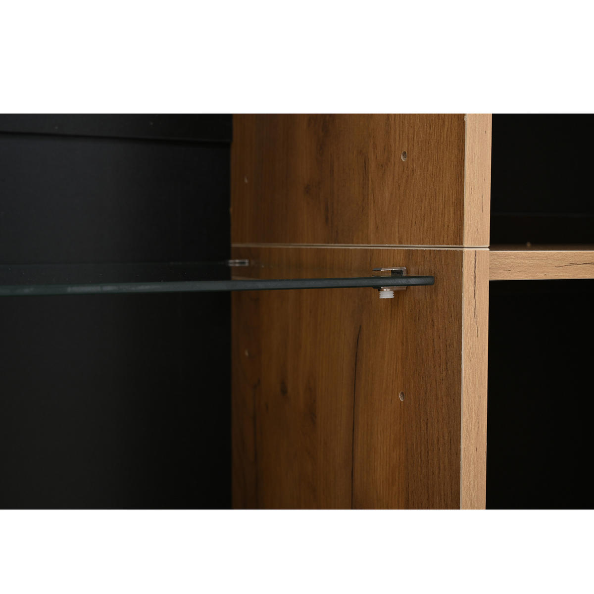 VITRINE Natur-Schwarz 80/35/160 cm - Naturfarben, Holzwerkstoff (80/160/35cm) - PANGIVO