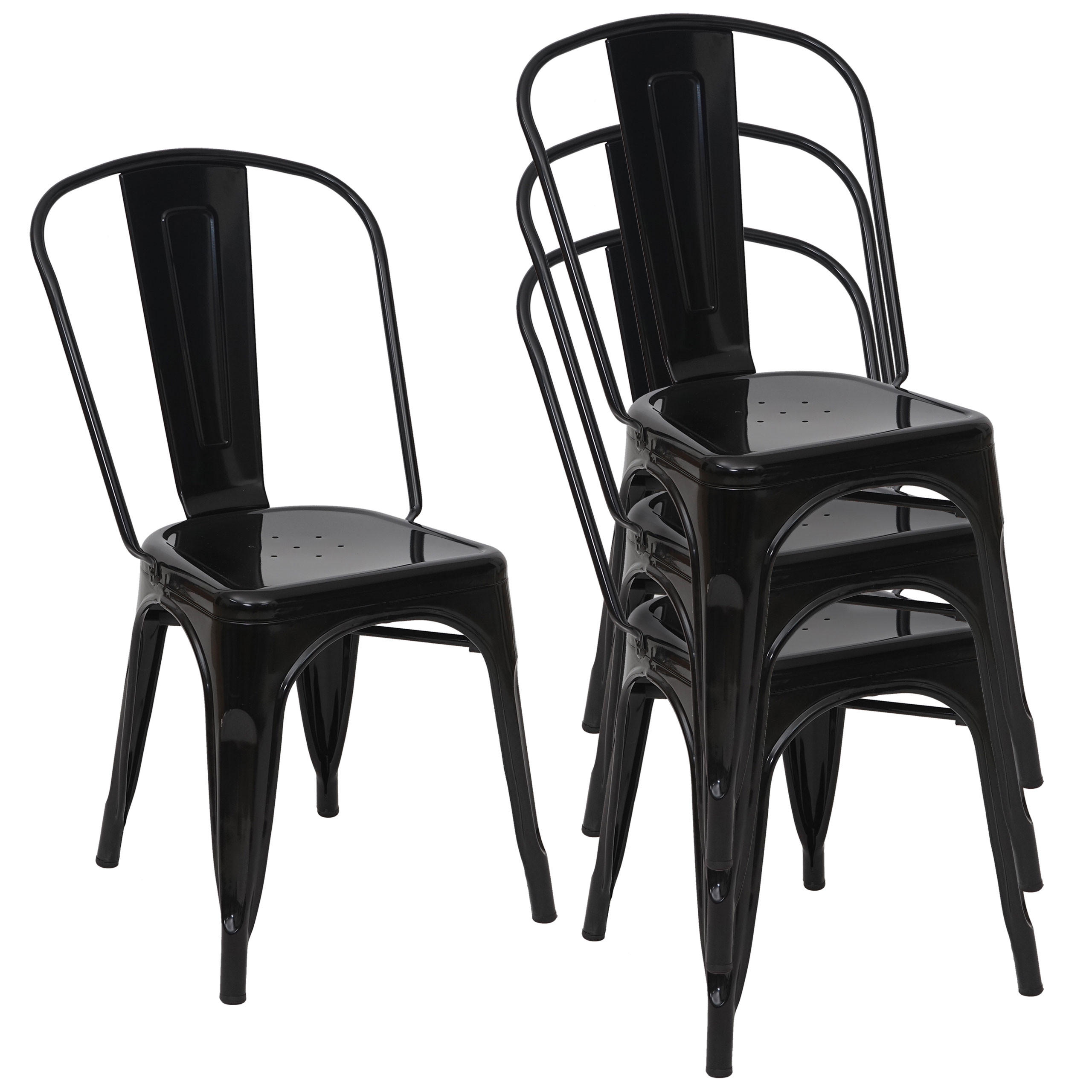 STUHL METALL Schwarz 4er-Set - Schwarz, Metall (45/87/43cm) - MCW