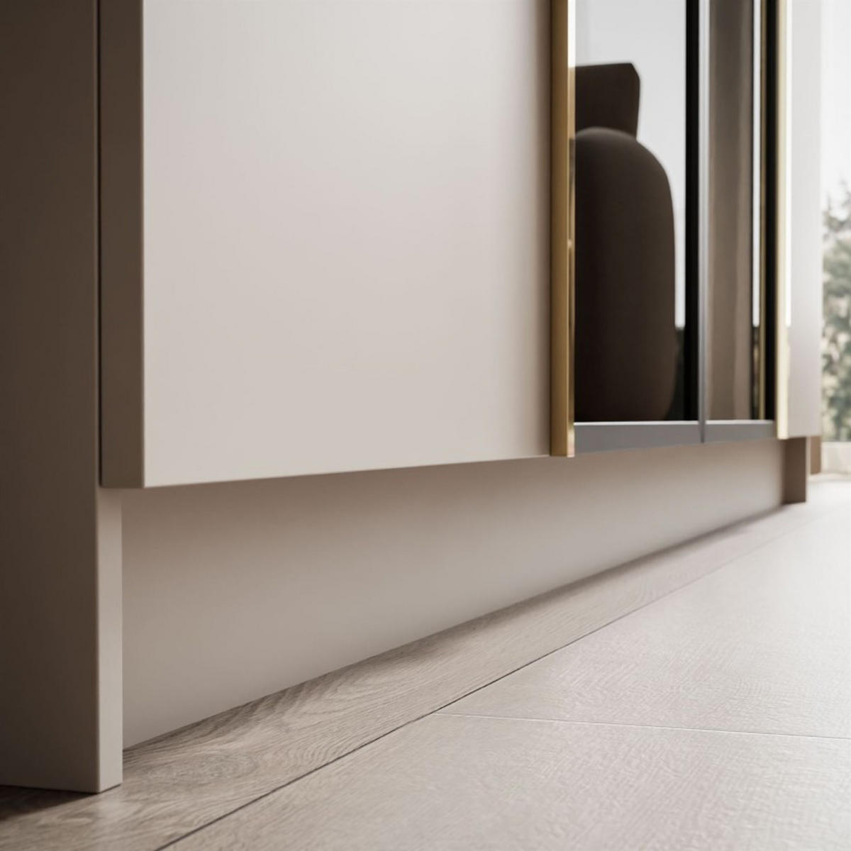 KLEIDERSCHRANK ATRIUM mit Glasfront - Kaschmir, Holzwerkstoff (200/210/57cm) - Lookway