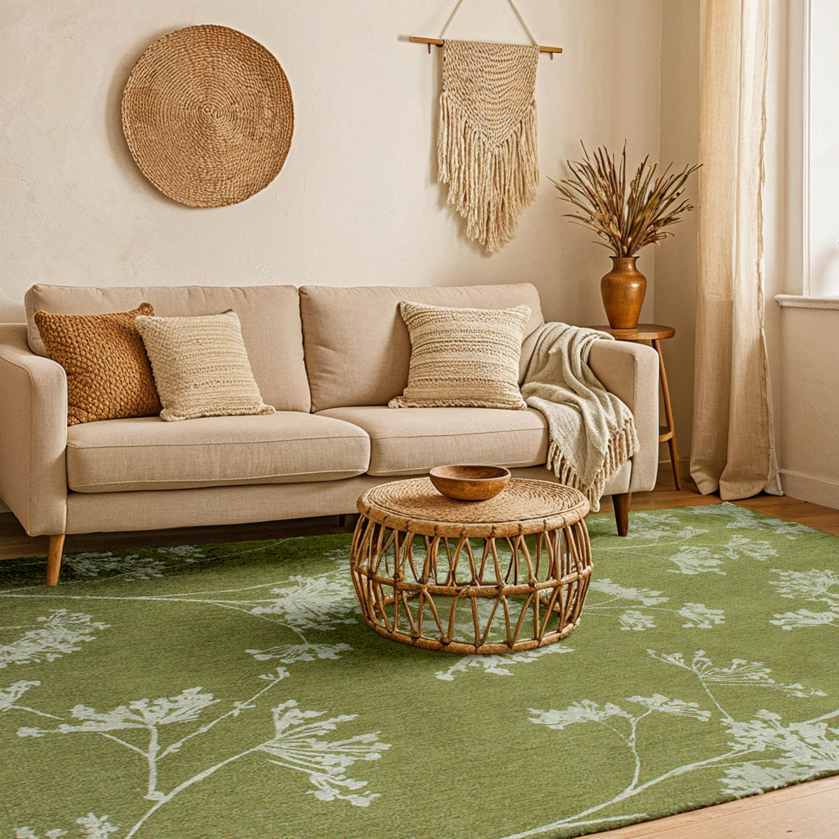 TEPPICH Blossom Lola&Moi 200/280 cm - Grün, Kunststoff/Textil (200/280cm) - Lola&Moi