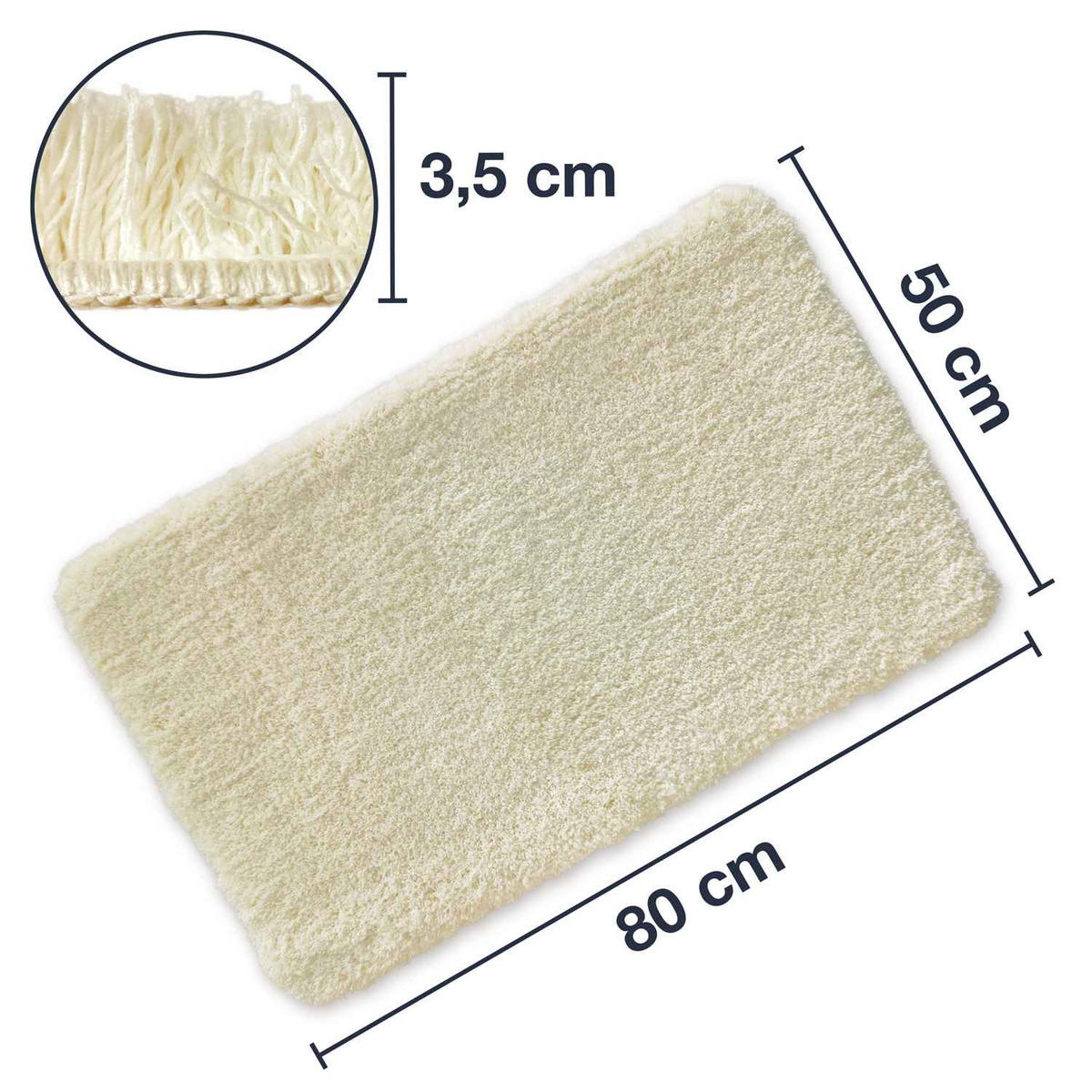 HOCHFLOR BADEMATTEN MALMÖ - Creme, Textil (50/100cm) - WohnDirect