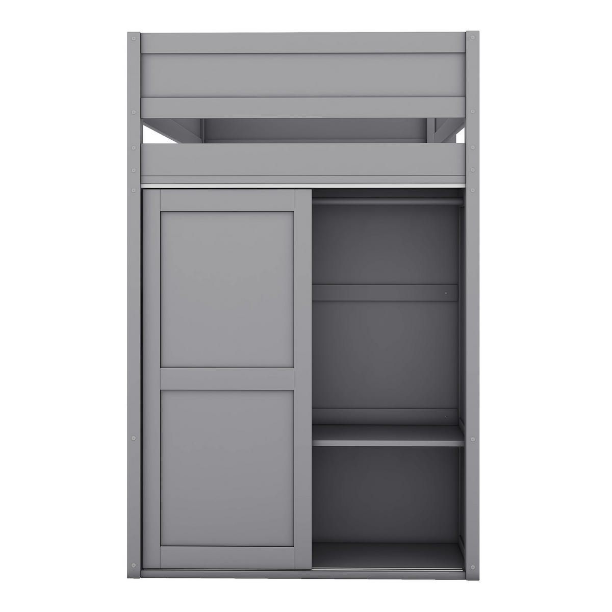 HOCHBETT 90/200 cm grau mit Schreibtisch und Kleiderschrank - Grau, Holz (90/200cm) - OKWISH