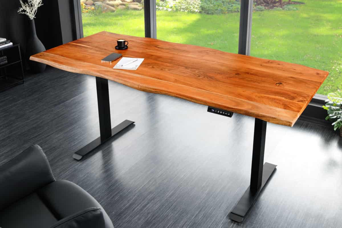 SCHREIBTISCH MAMMUT Akazie Natur 180cm - Schwarz/Braun, Holz/Metall (80/180/78cm) - riess-ambiente