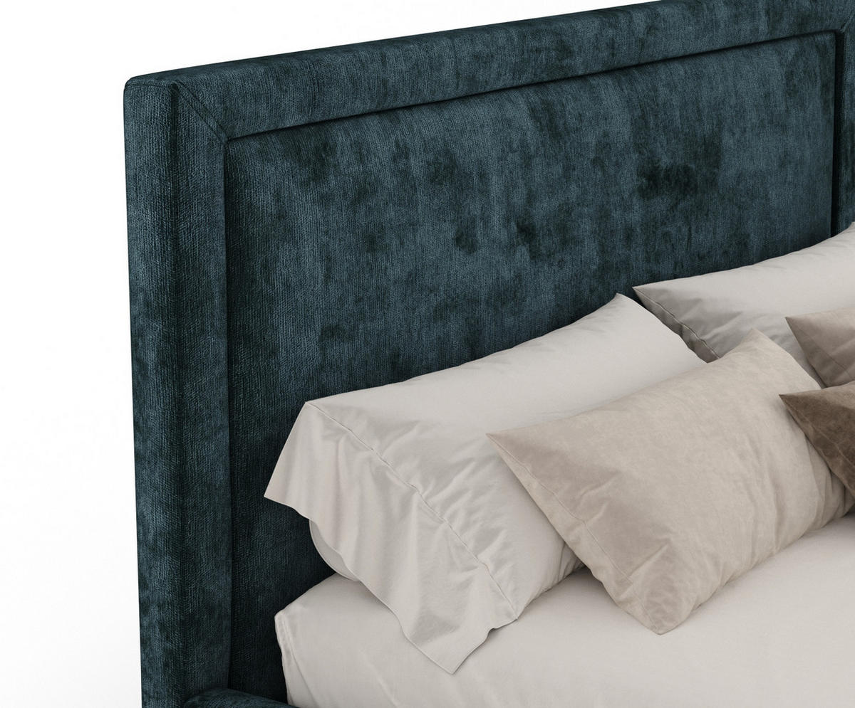 POLSTERBETT Ordina Türkisfarben 140/200 cm im Chenille-Stoff - Türkis/Naturfarben, Holz/Holzwerkstoff (140/200cm) - Maison de Reve