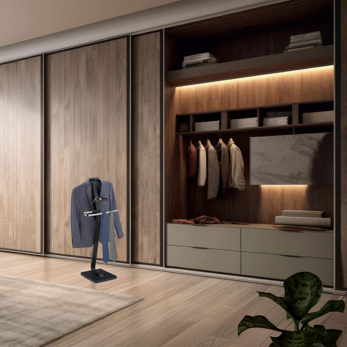 HERRENDIENER - Anthrazit, Holzwerkstoff/Metall (46/112/32cm) - Relaxdays