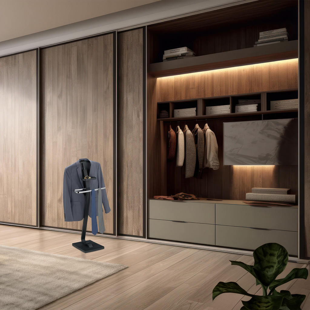 Thumbnail - Relaxdays Herrendiener, Anthrazit, Holzwerkstoff, Metall, 46x112x32 cm, Schlafzimmer, Herrendiener