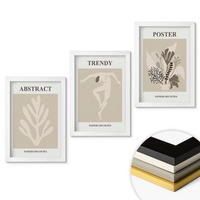 WANDBILDER 3er-Set - 20x30 cm Weißer Rahmen - Blumenmuster beige braun - Weiß, Kunststoff (20/30cm) - ArtPrintCave