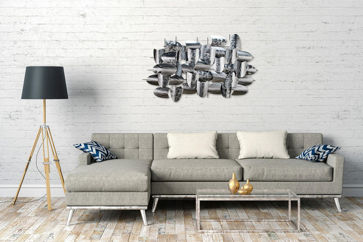 WANDDEKO Silber 128/70 cm - Silberfarben/Grau, Metall (7.5/70/8cm) - KUNSTLOFT