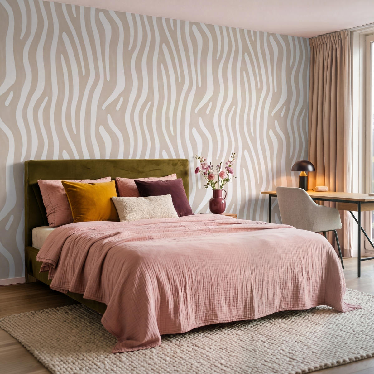 TAPETE - Abstrakt - Zebra - Beige - 300x200 cm - Beige, Papier (300/200cm) - OnlyWow