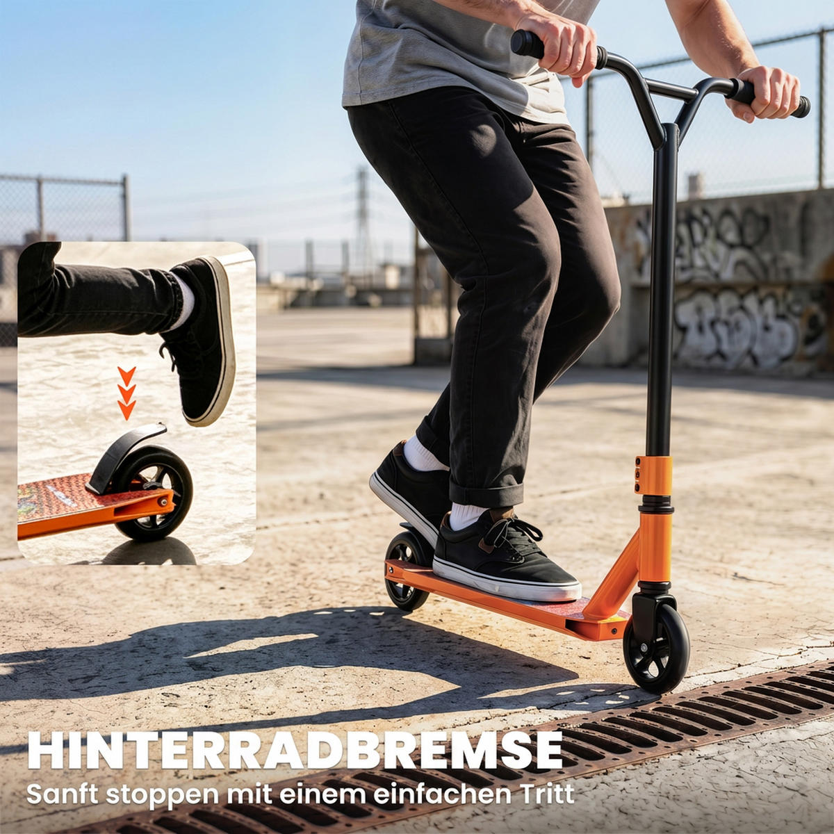 STUNTSCOOTER Aluminium Stahl Orange - Orange, Metall (65/48/82cm) - SPORTNOW