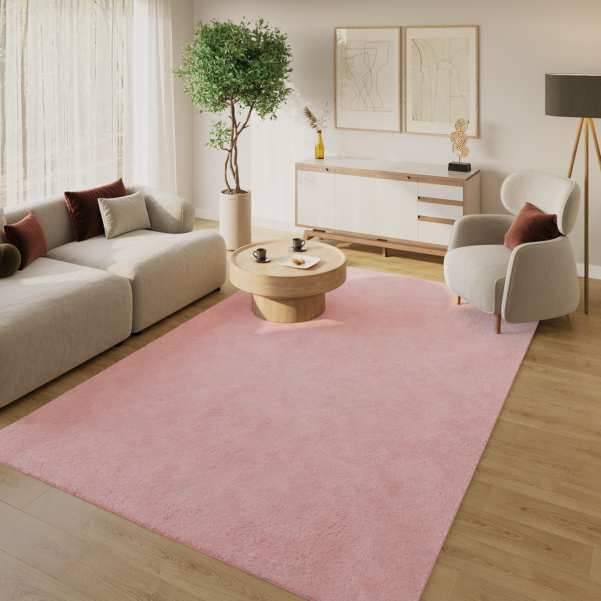 KURZFLORTEPPICH LUMI rosa kuschelweich waschbar 180/240 cm - Rosa, Textil (180/240cm) - Tapiso