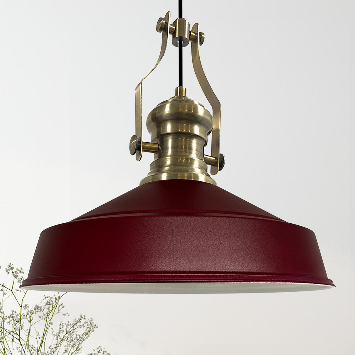 PENDELLEUCHTE Asletl 40/30 cm - Dunkelrot, Metall (40/30cm) - Bamyum