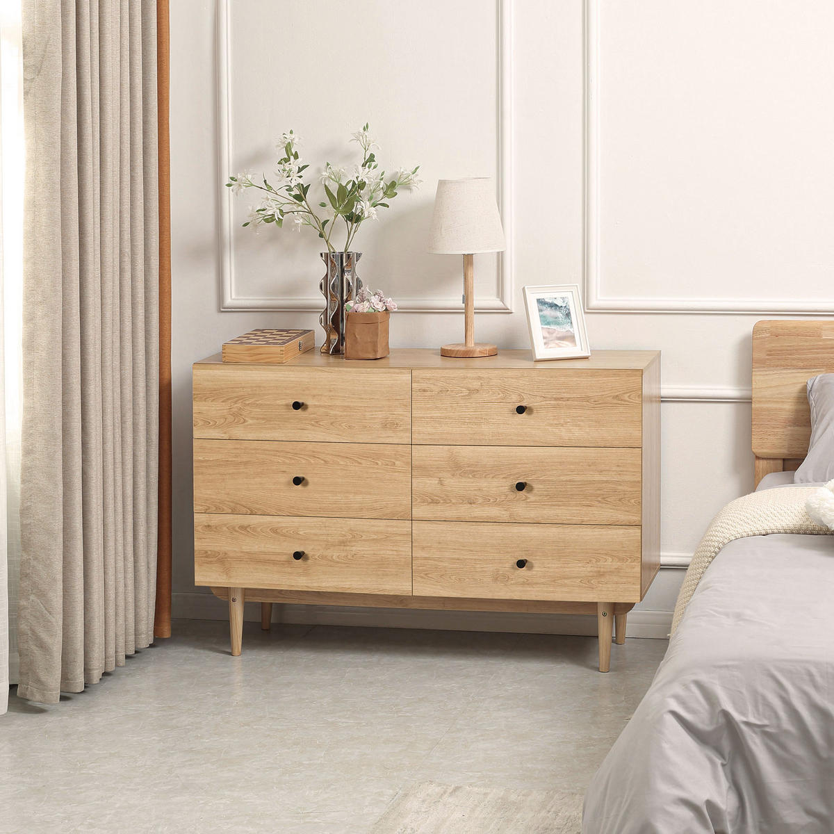 KOMMODE Holzfarben 120/40/80 cm mit 6 Schubladen - Braun, Holzwerkstoff (120/80/40cm) - PANGIVO
