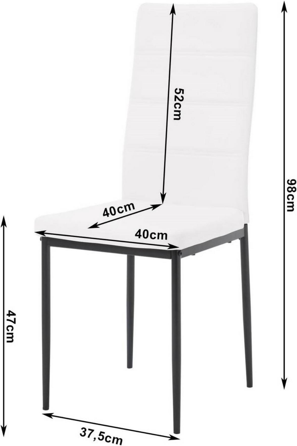 ESSZIMMERSTÜHLE 4er Set aus Kunstleder, Weiß - Schwarz/Weiß, Kunststoff/Metall (40/98/51cm) - Woltu