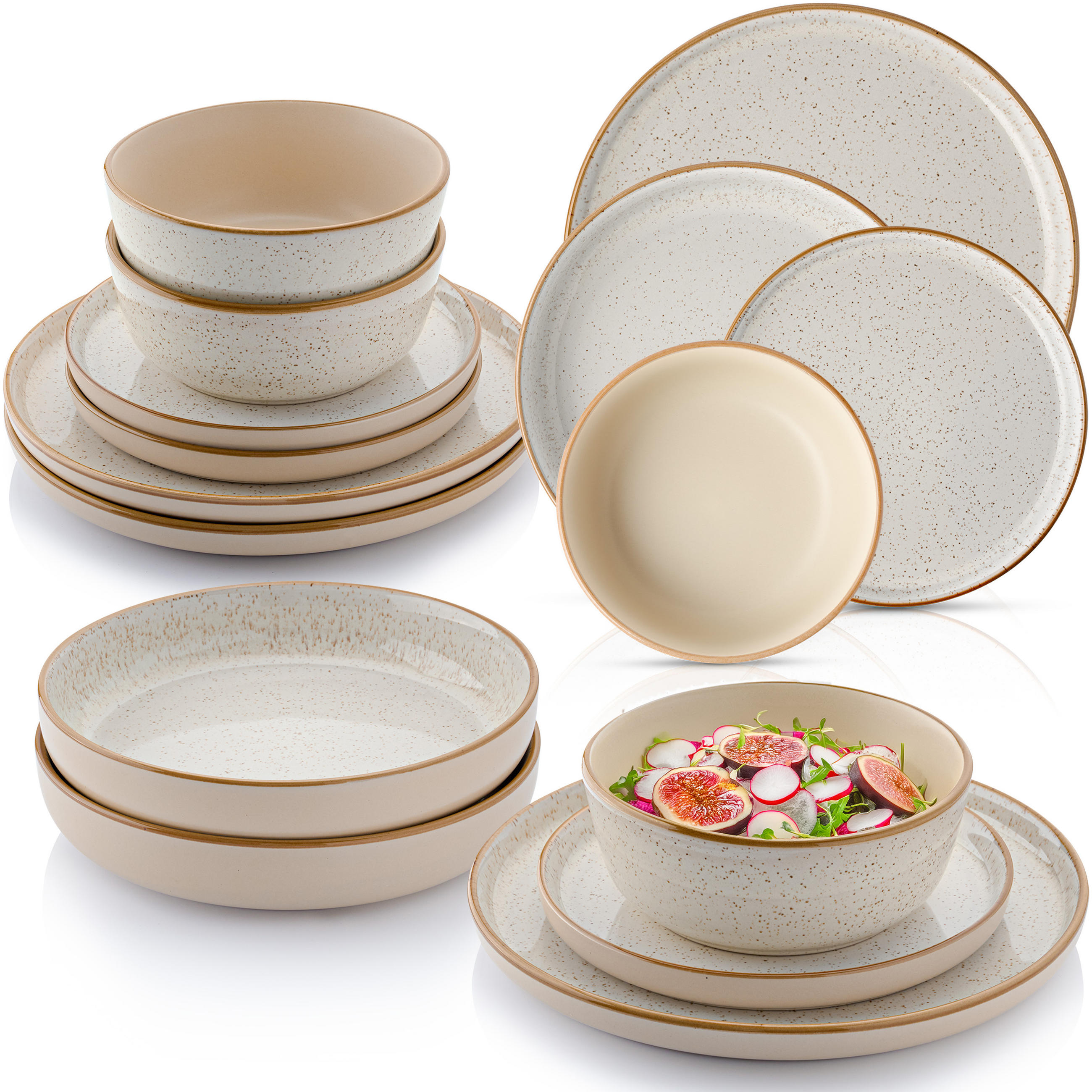 TAFELSERVICE RIO CREME - 16-teilig aus Steingut - Creme, Keramik (44/45/54cm) - Sänger