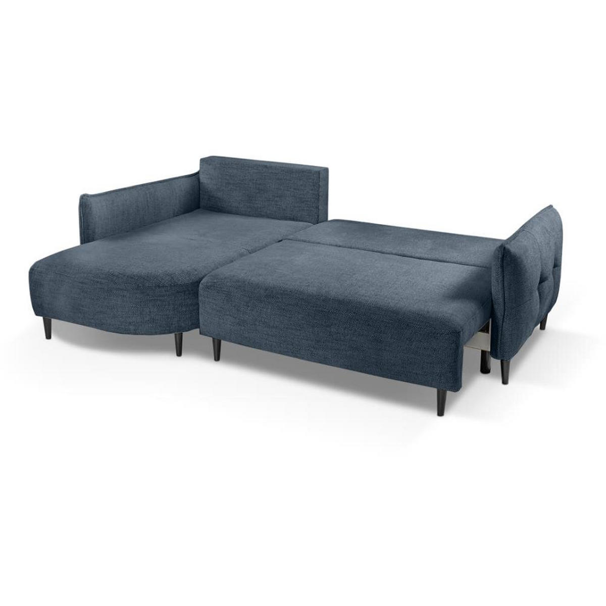 ECKSCHLAFSOFA Sycylia links dunkelblau - Schwarz/Dunkelblau, Textil (244/165cm) - Beautysofa