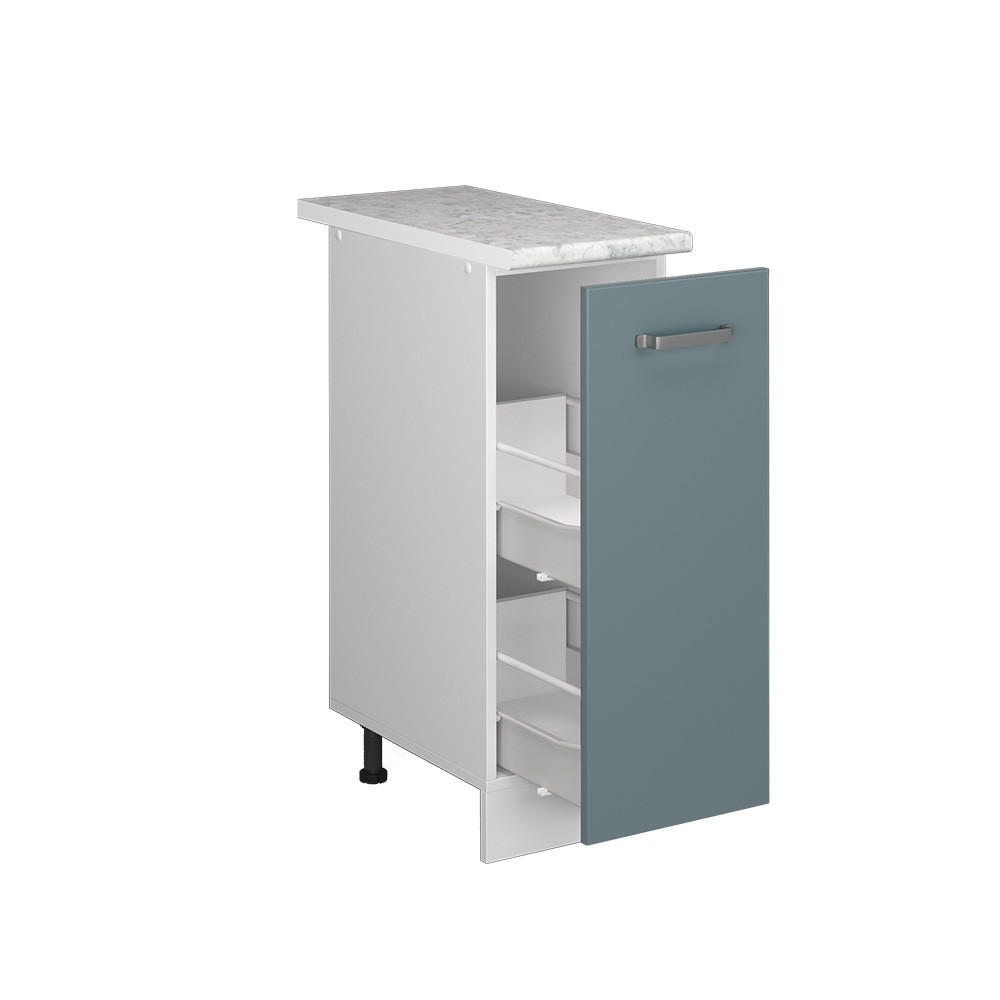 APOTHEKERSCHRANK R-Line Blau-Grau 30 cm, AP Marmor - Blaugrau/Weiß, Holzwerkstoff (30/81.6/60cm) - Vicco