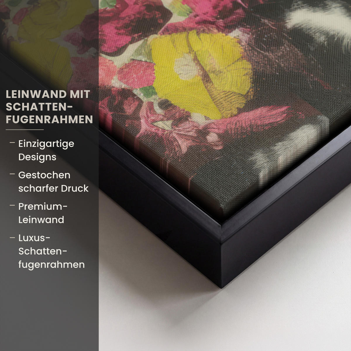 LEINWAND Bilder mit Rahmen - Frau - Katze - Blumen - Tasse - Retro - 100x70 - Magenta, Textil (100/70cm) - MuchoWow