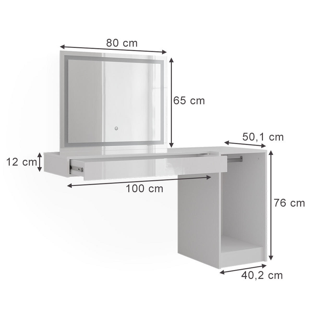 TOALETNÍ STOLEK Sherry Bílá - bílá, kompozitní dřevo (100/12/40.1cm) - Vicco