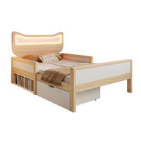 KINDERBETT 90/190 cm Weiß/Eiche mit RGB-LED, Schutzgitter, Schublade und Staufach - Naturfarben, Holz (90/190cm) - OKMYHOME