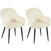 ARMLEHNENSTUHL 2er Set Samt creme - Creme/Schwarz, Textil/Metall (60/84/60cm) - CLP