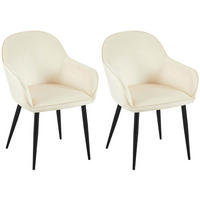 ARMLEHNENSTUHL 2er Set Samt creme - Creme/Schwarz, Textil/Metall (60/84/60cm) - CLP