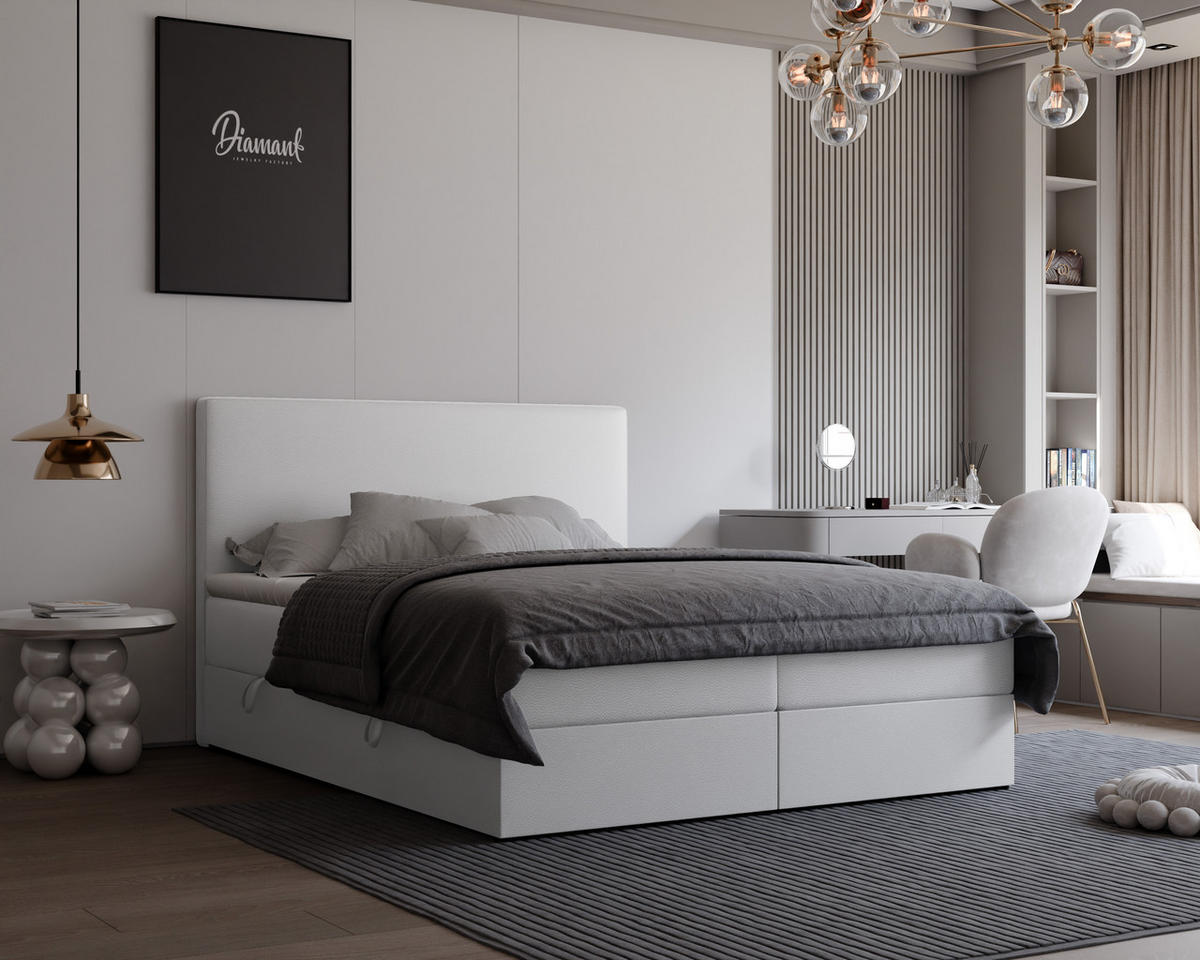BOXBETT 140x200 cm mit Topper - Weiß, Textil (140/200cm) - Idohome