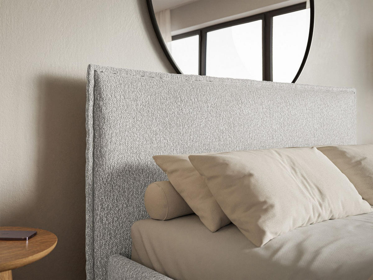 POLSTERBETT Softie Slim Hellgrau Chenille 200x200 - Hellgrau, Textil (200/200cm) - Selsey
