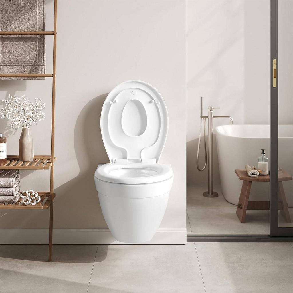 Thumbnail - Woltu WC, Weiß, Kunststoff, Oval, 37x2.51x44 cm, Badezimmer, WC Ausstattung, WC Sitze