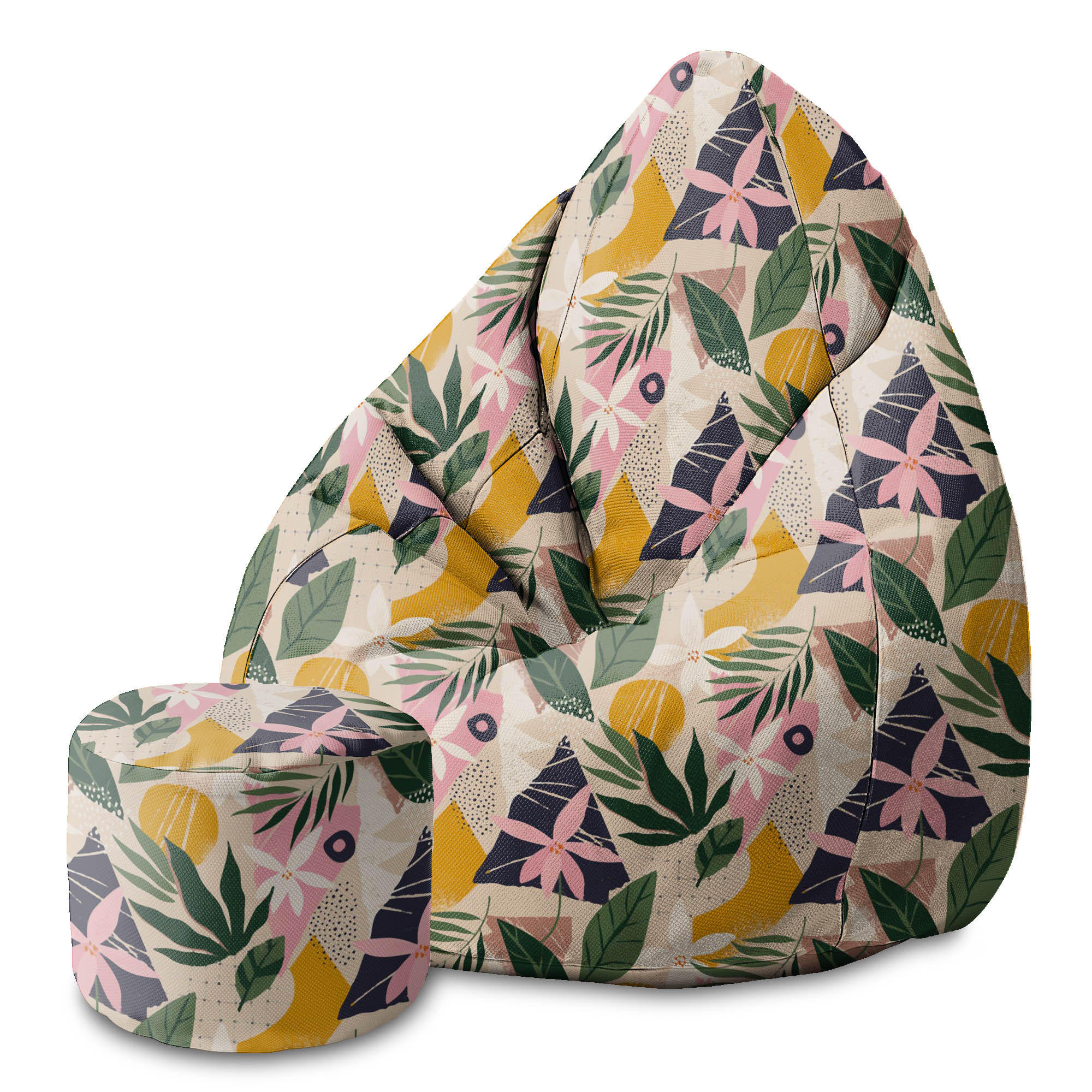 SITZSACK MIT FUßSTÜTZE Velvet 2-tlg Simple Floral M - Hellblau, Textil (80/120/80cm) - Dreamroots