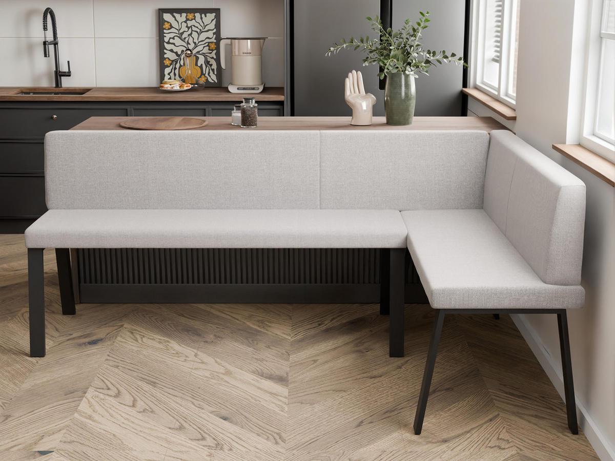 ECKBANK rechts MONO Y Webstoff glatt, 142/196 cm Beige - Beige, Textil/Metall (142/196cm) - Idohome
