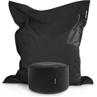 XXL-SITZSACK + Pouf 2er Set - 140x180cm - Schwarz, Textil (140/25/180cm) - Green Bean