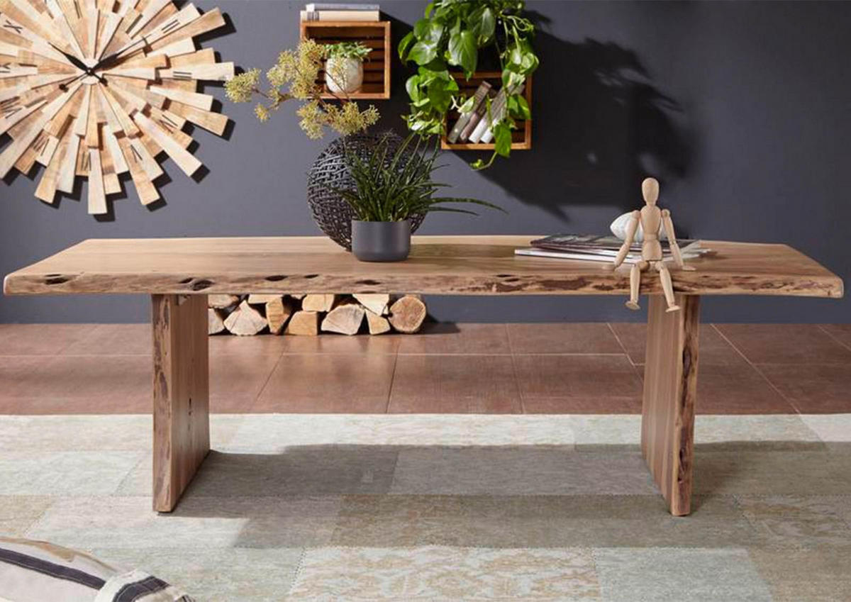 COUCHTISCH Akazie 150x70x45 natur lackiert PURE ACACIA #306 - Hellbraun, Holz (150/70/45cm) - Massivmoebel24