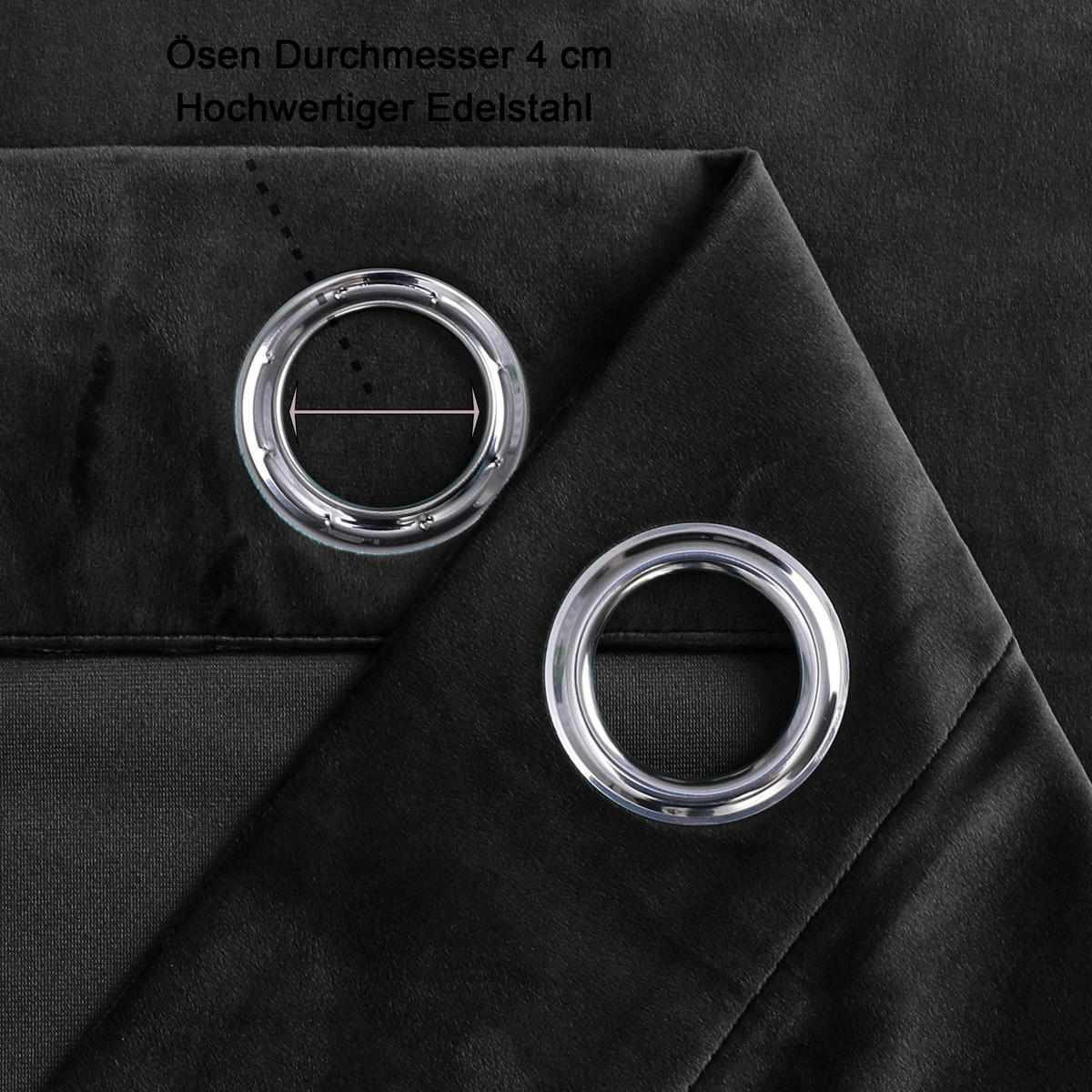 VORHANG Ösen Samt 300/245 cm Schwarz - Schwarz, Textil (300/245/245cm) - TiborTex