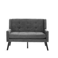 SITZBANK 2-Sitzer Leinenpolster mit Knopfsteppung, Massivholzbeinen 119/75/88 cm Dunkelgrau - Dunkelgrau, Textil (75/88/119cm) - Redom