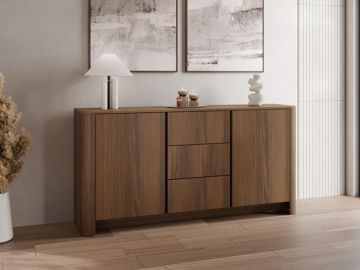 SIDEBOARD Bari KSZ168 - Nussbaumfarben/Schwarz, Holzwerkstoff/Kunststoff (168/84/39cm) - MIRJAN24