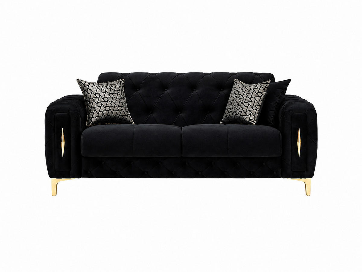 SITZGARNITUR Patna, Schwarz Stellvariante 3+2+1 - Schwarz, Holzwerkstoff/Kunststoff (245/80/100cm)